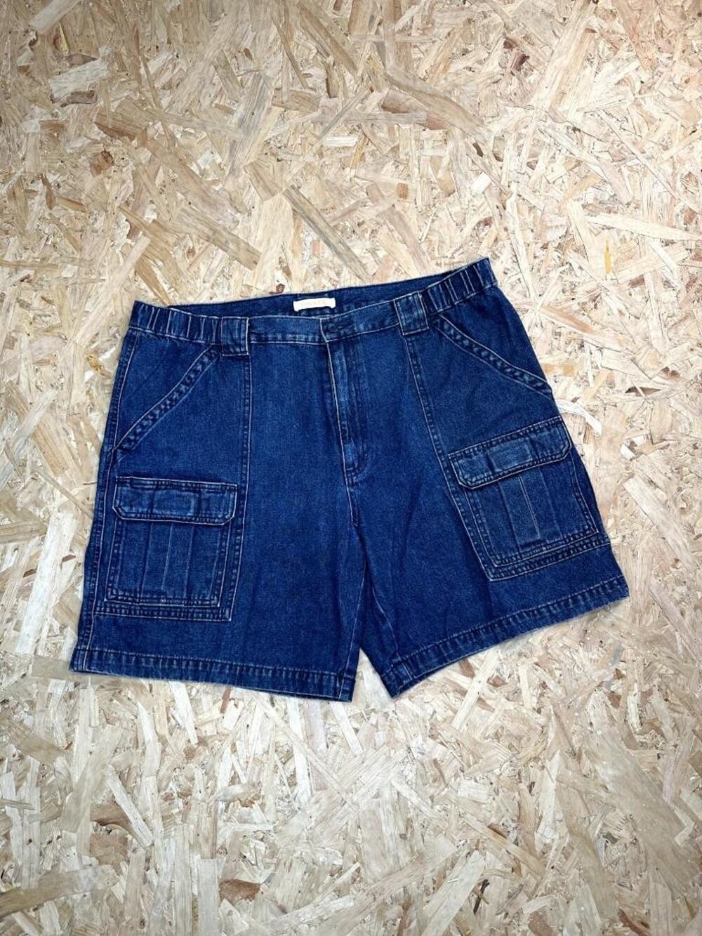 Savane Denim Cargo Shorts Womens XL Blue Elastic Waist Utility Jean Pockets